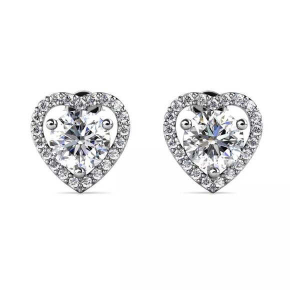💎203💎 STUNNING DIAMOND MOISSANITE HALO HEART STUD EARRINGS BUNDLE WITH #201 - Picture 3 of 14